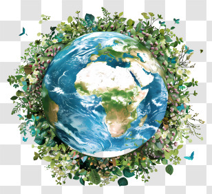 Earth Day - Planet Earth Surrounded By Nature Transparent PNG