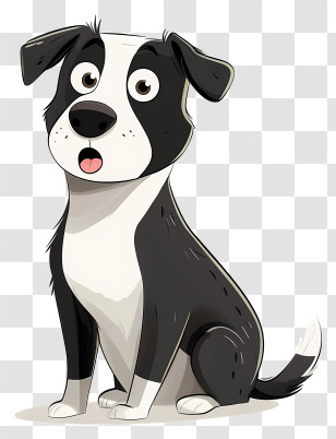 Quirky Dog - Cartoon Black And White Dog Transparent PNG