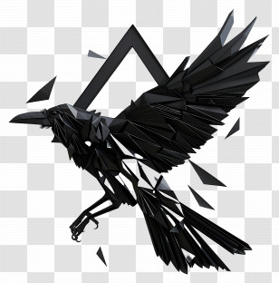 3d Raven - Geometric Black Bird Transparent PNG