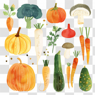 Vegetables - Assorted Fresh Vegetables Illustration Design Transparent PNG