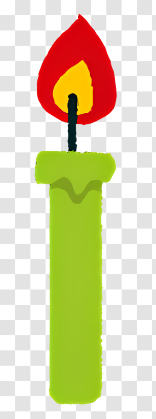 Birthday Candle - Green Candle With Red Flame Transparent PNG