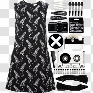 Dress Fashion Yves Saint Laurent Dolce & Gabbana Clothing - Black - Women With And White Printing Tide Transparent PNG