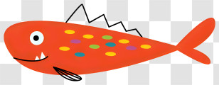 Cartoon Fish - Red Fish With Colorful Spots Transparent PNG