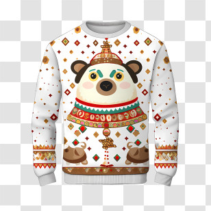 Ugly Sweater Day - Bear Pattern Sweater Transparent PNG