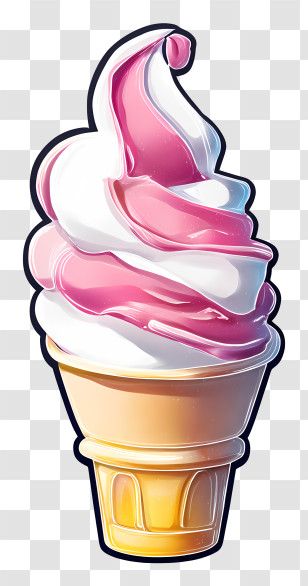 Frozen Yogurt - Swirled Ice Cream Cone Transparent PNG