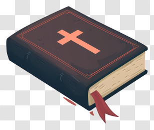 Holy Bible Book - Traditional Bible With Cross And Ribbon Transparent PNG