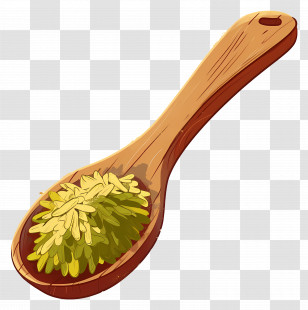 Wooden Spoon - Wooden Spoon With Green Herbs Transparent PNG