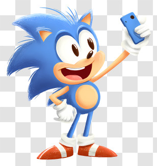Sonic The Hedgehog Taking Selfie - Tech-Savvy Blue Hedgehog With Phone Transparent PNG