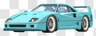 Ferrari F40 - Light Blue Sports Car Transparent PNG