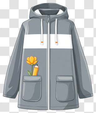 Gray Raincoat - Gray Jacket With Flower Design Transparent PNG