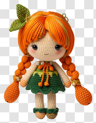 Amigurumi Doll - Adorable Crochet Doll With Orange Hair Transparent PNG