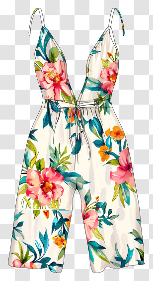 Jumpsuit - Floral Patterned Summer Jumpsuit Transparent PNG