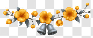 Bell Decoration - Yellow Flowers With Decorative Bells Transparent PNG