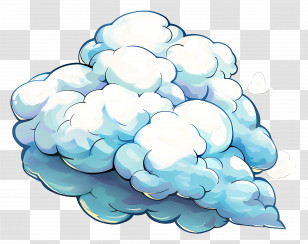 Cartoon Cloud - Cartoon Fluffy Clouds With Blue Tints Transparent PNG
