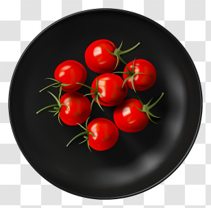Cherry Tomato - Cherry Tomatoes On Black Plate Transparent PNG