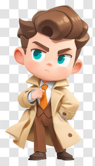 Almond Cookie - Chibi Detective In Trench Coat Transparent PNG