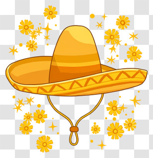 Mariachi Hat - Yellow Sombrero Fiesta Hat Transparent PNG