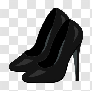 Clipart - Black High Heel Shoes Transparent PNG