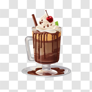 Milkshake - Chocolate Dessert Drink With Toppings Transparent PNG