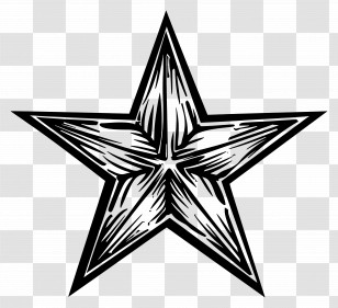 Star Tattoo - Black And White Star Sketch Transparent PNG