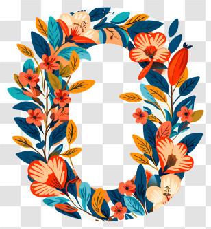 Number 0 - Colorful Floral Number 0 Transparent PNG
