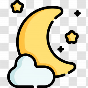 Moon Clouds - Yellow Moon And Stars In Night Sky Transparent PNG