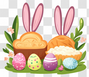 Mid Autumn Festival - Easter Eggs With Bunny Ears Transparent PNG