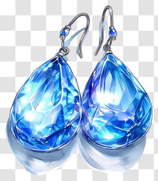 Blue Earrings - Shiny Blue Gemstone Earrings Transparent PNG