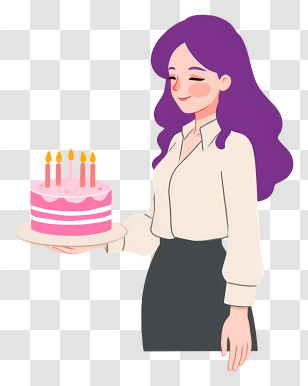 Woman Holding Birthday Cake - Woman Holding Birthday Cake Transparent PNG