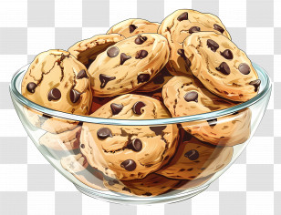 Chocolate Chip Cookies - Bowl Of Chocolate Chip Cookies Illustration Transparent PNG