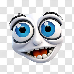 Emoji Face - Cartoon Face With Big Blue Eyes Transparent PNG