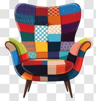 Armchair - Colorful Patchwork Chair For Cozy Living Room Transparent PNG