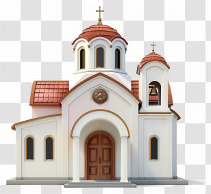 Greek Orthodox Chapel - Church Building Illustration With Domes Transparent PNG