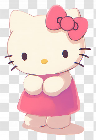 Hello Kitty - Cartoon Cat In Pink Dress With Pink Bow Transparent PNG