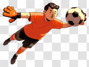 Asian Football Player - Goalkeeper With Soccer Ball Illustration Transparent PNG