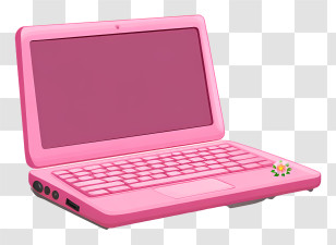 Pink Aesthetic Laptop - Pink Laptop With Flower Decoration Transparent PNG