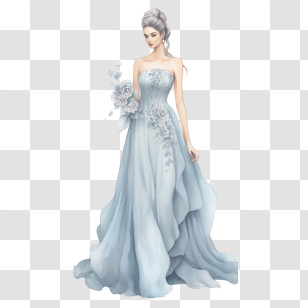 Wedding Dress - Elegant Bride In A Flowing Wedding Dress Transparent PNG