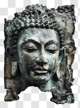 Buddha - Decorative Buddha Face Sculpture Transparent PNG