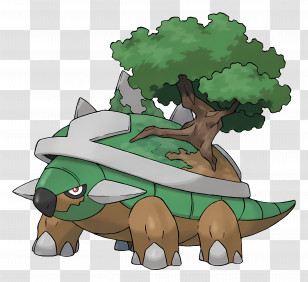 Torterra - Green Turtle With Tree On Back Transparent PNG