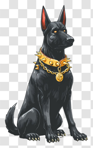Gothic Dog - Black Dog With Spiked Collar Transparent PNG