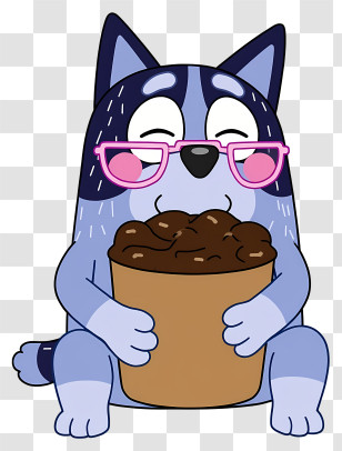 Cartoon Bluey - Blue Cartoon Dog With Glasses And Bucket Transparent PNG