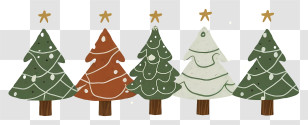Winter Trees - Cute Cartoon Christmas Trees Transparent PNG