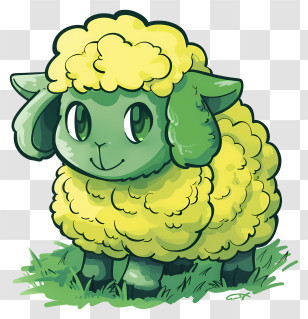 Cartoon Sheep - Green And Yellow Cartoon Sheep Illustration Transparent PNG