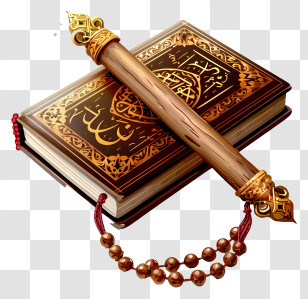 Holy Book Of Koran And Pray Beads Icon - Illustration Of The Quran Transparent PNG