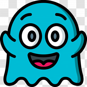 Ghost Emoji - Cute Blue Smiling Ghost Cartoon Transparent PNG