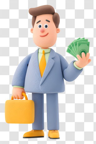 Businessman Giving Business Allowance - Cartoon Businessman Holding Money Transparent PNG