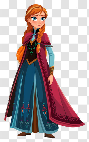 Frozen Anna Princess - Red-Haired Cartoon Princess In Fantasy Outfit Transparent PNG