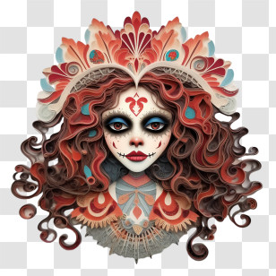 Skelita Calaveras - Day Of The Dead Mask Illustration Transparent PNG