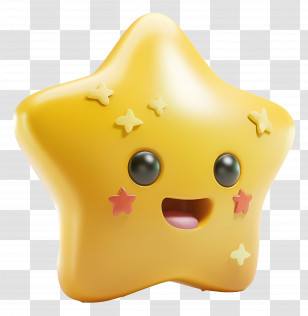 3d Star - Smiling Yellow Cartoon Star Transparent PNG