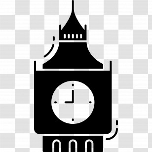 London Big Ben - Silhouette Of A Clock Tower Transparent PNG